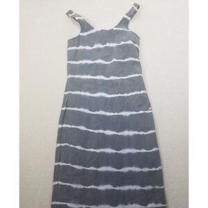 Hard tail forever women's‎ L gray striped tie dye maxi tank top dress lined NWT